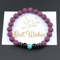 Purple Volcanic Stone Beaded Bracelet Best Wishes Gift Amethyst Pine Meditation