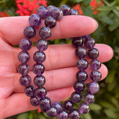 Amethyst Crystal Bead Bracelet Purple Amethyst Bracelet Crystals Meaningful Gift