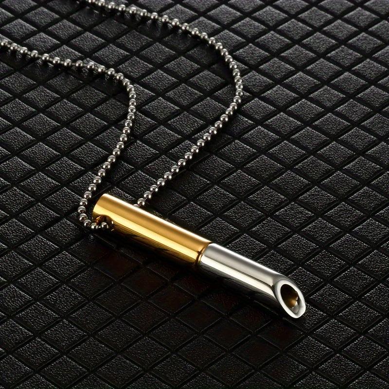 Stainless Steel Yoga Breathing Necklace Whistle Device for Men and Women