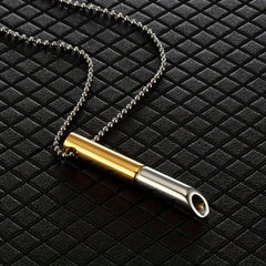 Stainless Steel Yoga Breathing Necklace Whistle Device for Men and Women