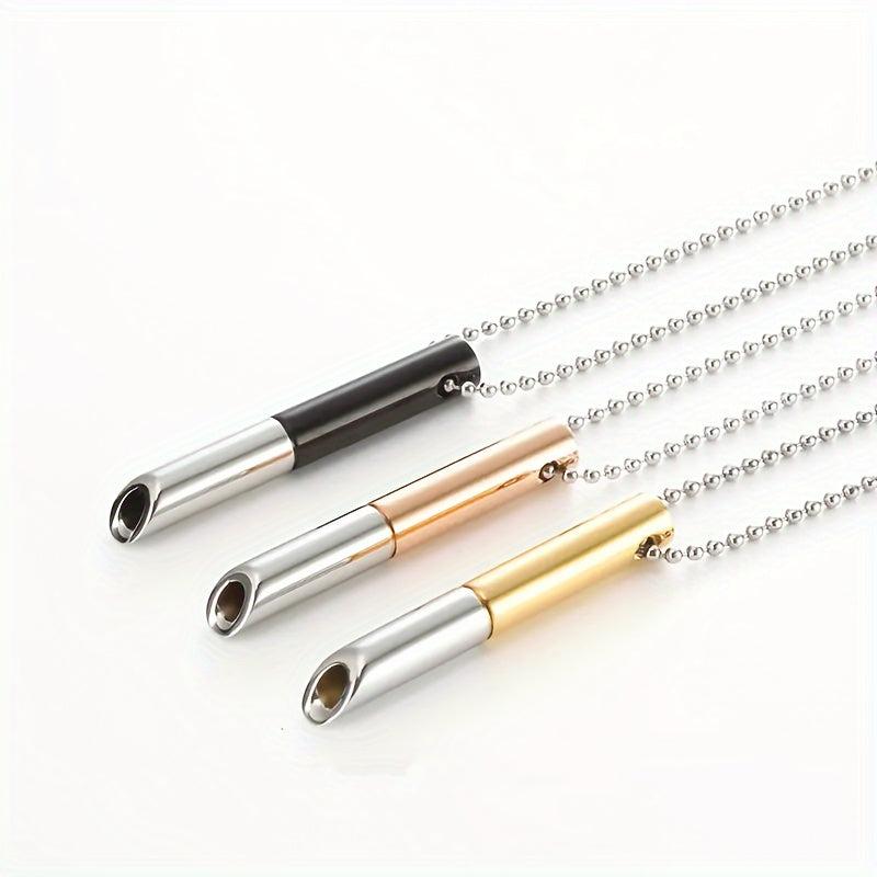 Stainless Steel Yoga Breathing Necklace Whistle Device for Men and Women