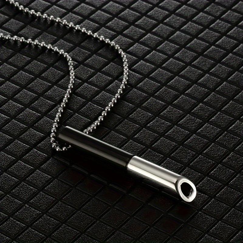 Stainless Steel Yoga Breathing Necklace Whistle Device for Men and Women