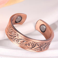 Copper Magnetic Ring for Women Men, 2 Magnets 3500 Gauss, Adjustable Size