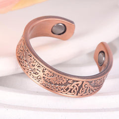 Copper Magnetic Ring for Women Men, 2 Magnets 3500 Gauss, Adjustable Size