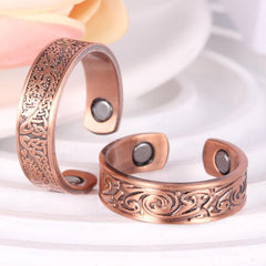 Copper Magnetic Ring for Women Men, 2 Magnets 3500 Gauss, Adjustable Size
