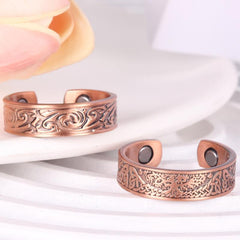 Copper Magnetic Ring for Women Men, 2 Magnets 3500 Gauss, Adjustable Size