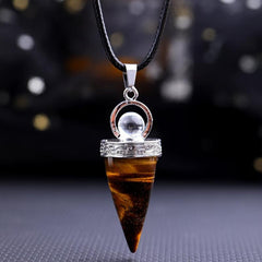 Natural Stone Crystal Tapered Bullet Reiki Chakra Necklace