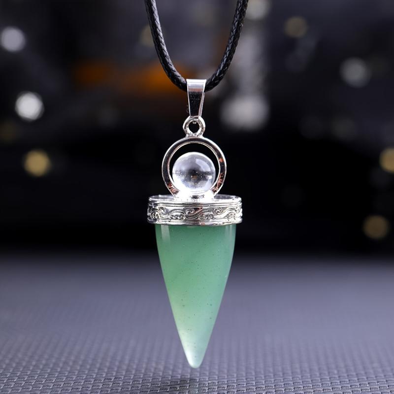 Natural Stone Crystal Tapered Bullet Reiki Chakra Necklace