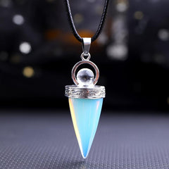 Natural Stone Crystal Tapered Bullet Reiki Chakra Necklace