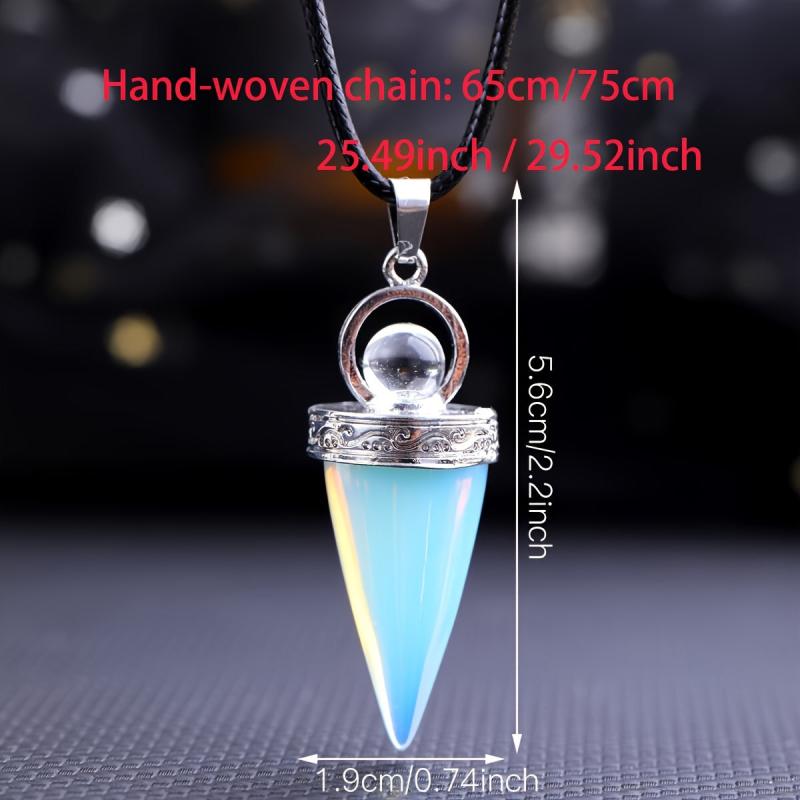 Natural Stone Crystal Tapered Bullet Reiki Chakra Necklace