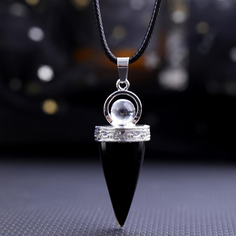 Natural Stone Crystal Tapered Bullet Reiki Chakra Necklace
