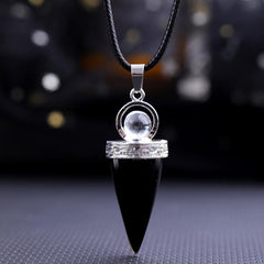 Natural Stone Crystal Tapered Bullet Reiki Chakra Necklace