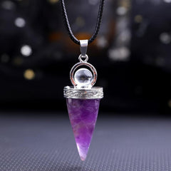 Natural Stone Crystal Tapered Bullet Reiki Chakra Necklace
