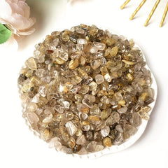 50g 100g Natural Golden Rutile Quartz Tumbled Chips Stone