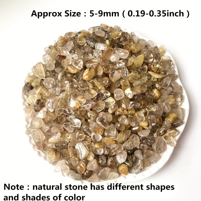 50g 100g Natural Golden Rutile Quartz Tumbled Chips Stone