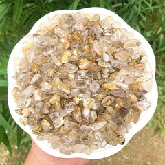 50g 100g Natural Golden Rutile Quartz Tumbled Chips Stone