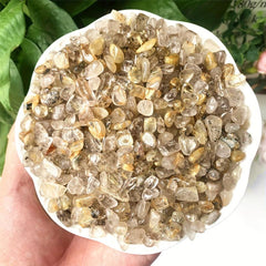 50g 100g Natural Golden Rutile Quartz Tumbled Chips Stone