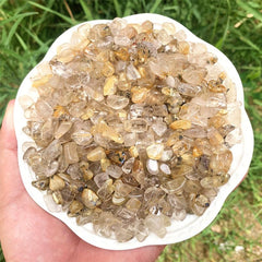 50g 100g Natural Golden Rutile Quartz Tumbled Chips Stone