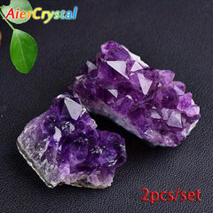 2pcs Amethyst Cluster Geode 100g Set Decorate Room with Beauty & Energy