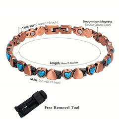 Women's Turquoise Heart Magnetic Adjustable Bracelet Gift