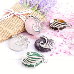 Bohemian Phoenix Stone Pendant Necklace Drunken Purple Crystal Opal Jewelry