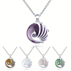 Bohemian Phoenix Stone Pendant Necklace Drunken Purple Crystal Opal Jewelry