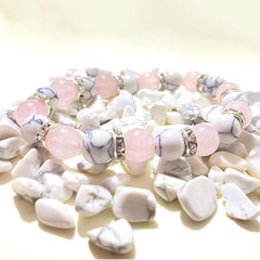 Rose Quartz Bangle Pine Stone Beaded Bracelet