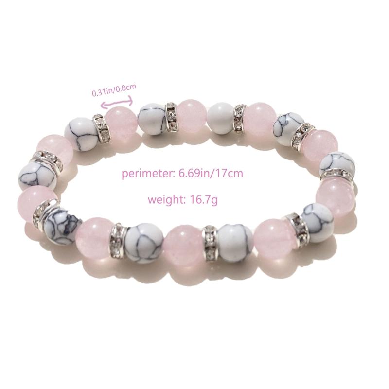 Rose Quartz Bangle Pine Stone Beaded Bracelet