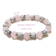 Rose Quartz Bangle Pine Stone Beaded Bracelet
