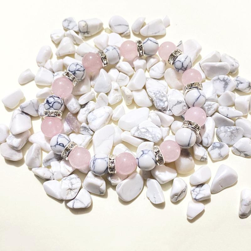 Rose Quartz Bangle Pine Stone Beaded Bracelet
