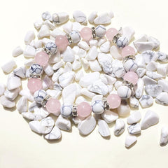 Rose Quartz Bangle Pine Stone Beaded Bracelet
