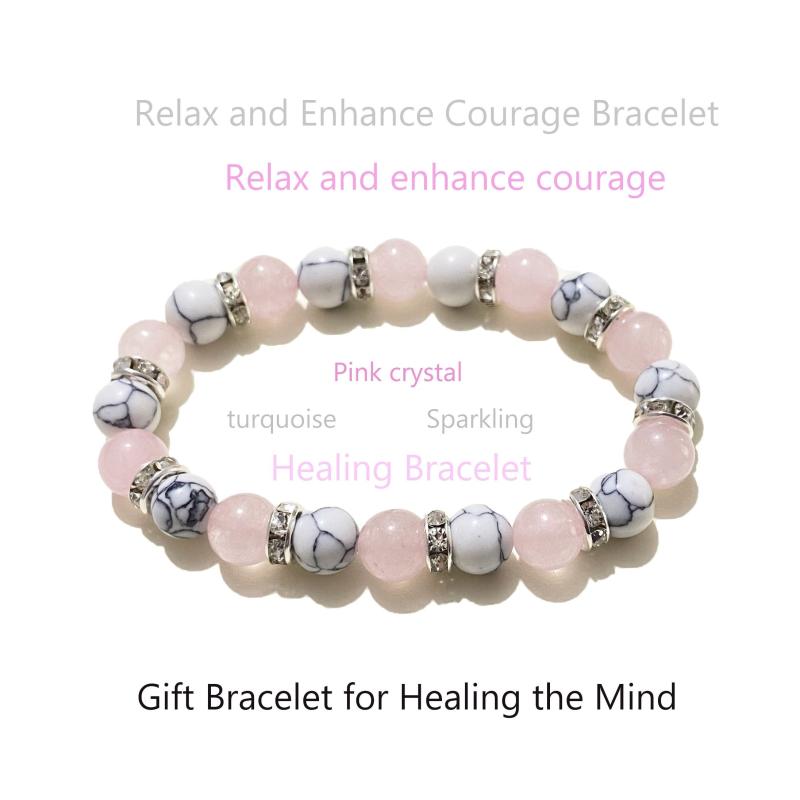 Rose Quartz Bangle Pine Stone Beaded Bracelet