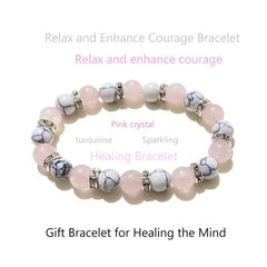 Rose Quartz Bangle Pine Stone Beaded Bracelet
