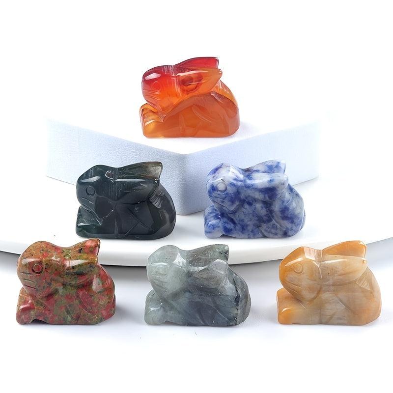 Healing Crystals Rabbit Stone Animal Ornament Rose Quartz Jade Reiki Figurine