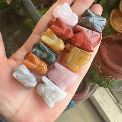 Healing Crystals Rabbit Stone Animal Ornament Rose Quartz Jade Reiki Figurine