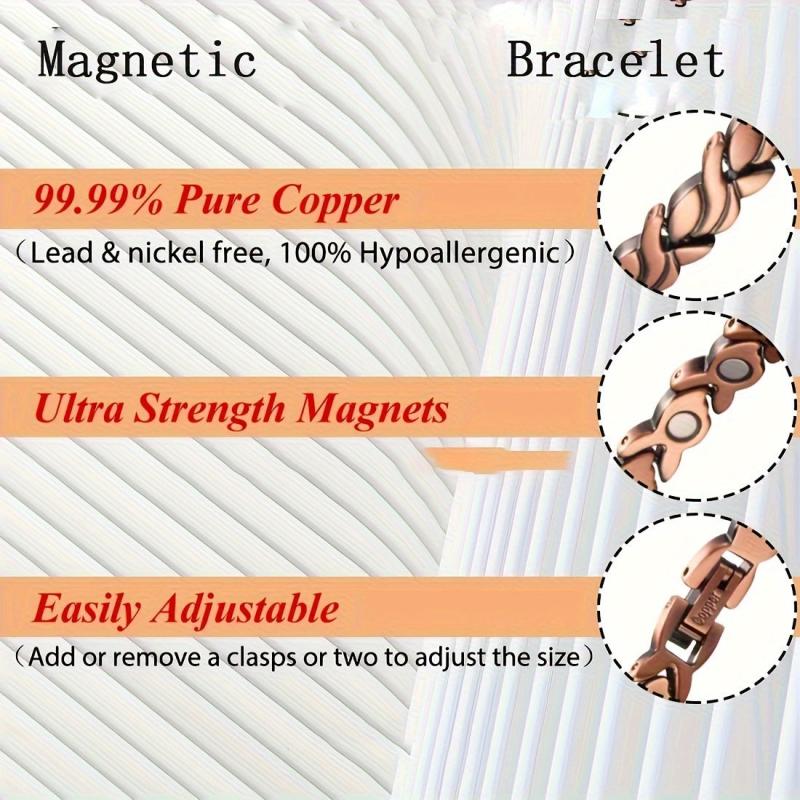 Magnetic Copper Bracelet for Women with Magnets 99.99% Solid Copper