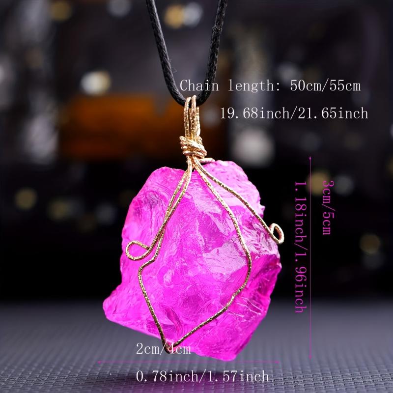 Natural Amethyst Stone Pendant Necklace Healing Crystal Gemstone Jewelry