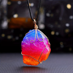 Natural Amethyst Stone Pendant Necklace Healing Crystal Gemstone Jewelry