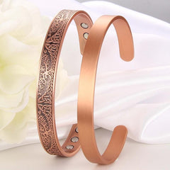 2 Pack Magnetic Copper Bracelets For Women And Men - 99.9% Copper Cuff Bangle