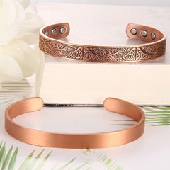 2 Pack Magnetic Copper Bracelets For Women And Men - 99.9% Copper Cuff Bangle
