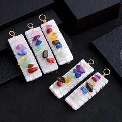 3pcs 7 Chakra Gypsum Pendant Selenite Crystal Stick for Healing Energy