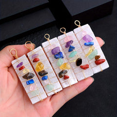 3pcs 7 Chakra Gypsum Pendant Selenite Crystal Stick for Healing Energy