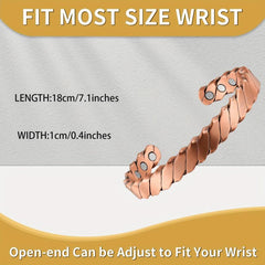 Copper Magnetic Bracelet Men Women Cuff Bangle Thumb Ring Adjustable Size