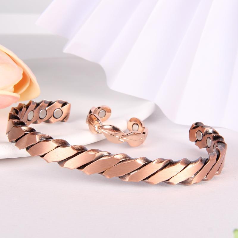 Copper Magnetic Bracelet Men Women Cuff Bangle Thumb Ring Adjustable Size