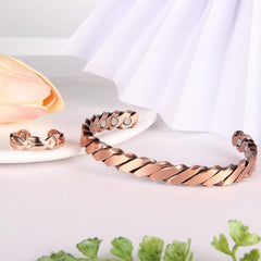 Copper Magnetic Bracelet Men Women Cuff Bangle Thumb Ring Adjustable Size