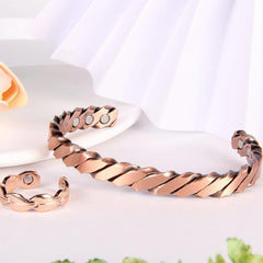 Copper Magnetic Bracelet Men Women Cuff Bangle Thumb Ring Adjustable Size