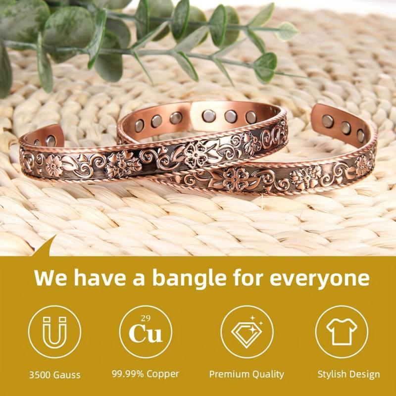 Magnetic Copper Bracelet And Rings 3500 Gauss Magnets Adjustable Jewelry