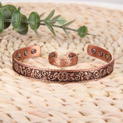Magnetic Copper Bracelet And Rings 3500 Gauss Magnets Adjustable Jewelry