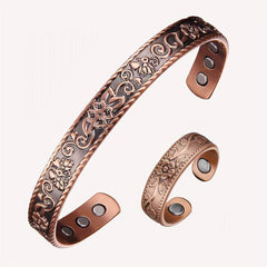 Magnetic Copper Bracelet And Rings 3500 Gauss Magnets Adjustable Jewelry