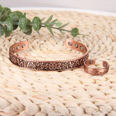 Magnetic Copper Bracelet And Rings 3500 Gauss Magnets Adjustable Jewelry